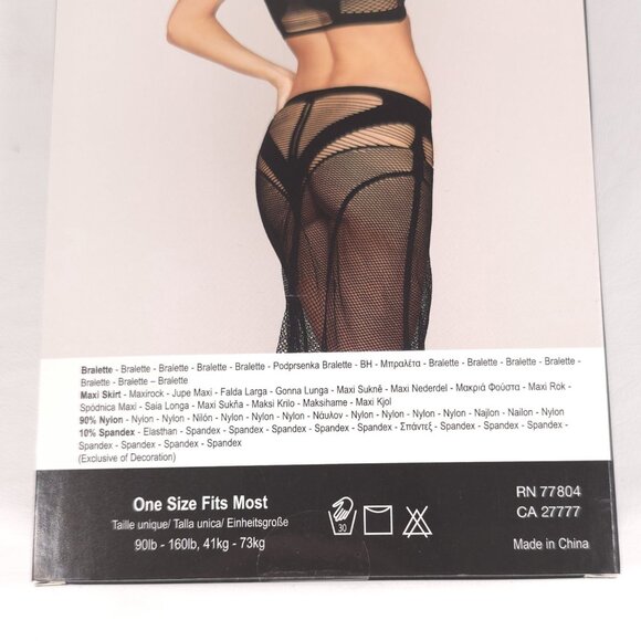 Dreamgirl Black Fishnet Lingerie Set Bralette & Maxi Skirt Two Piece One Size - Picture 6 of 7
